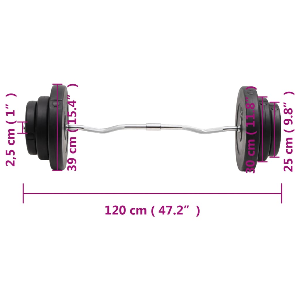 vidaXL Curl Barbell with Plates 60 kg