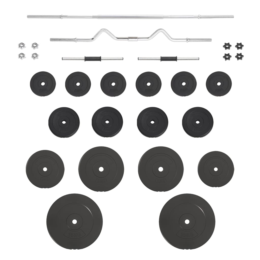 vidaXL Barbell and Dumbbell with Plates Set 90 kg