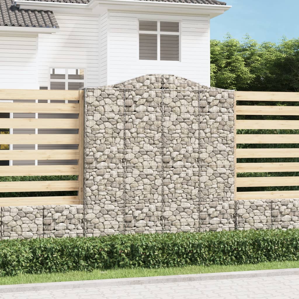 Arched Gabion Baskets 2 pcs 200x30x220/240 cm Galvanised Iron