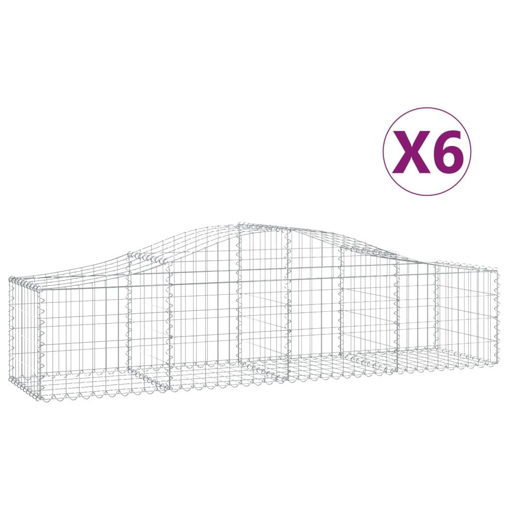 Arched Gabion Baskets 6 pcs 200x50x40/60 cm Galvanised Iron