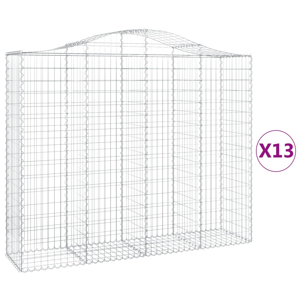 vidaXL Arched Gabion Baskets 13 pcs 200x50x160/180 cm Galvanised Iron