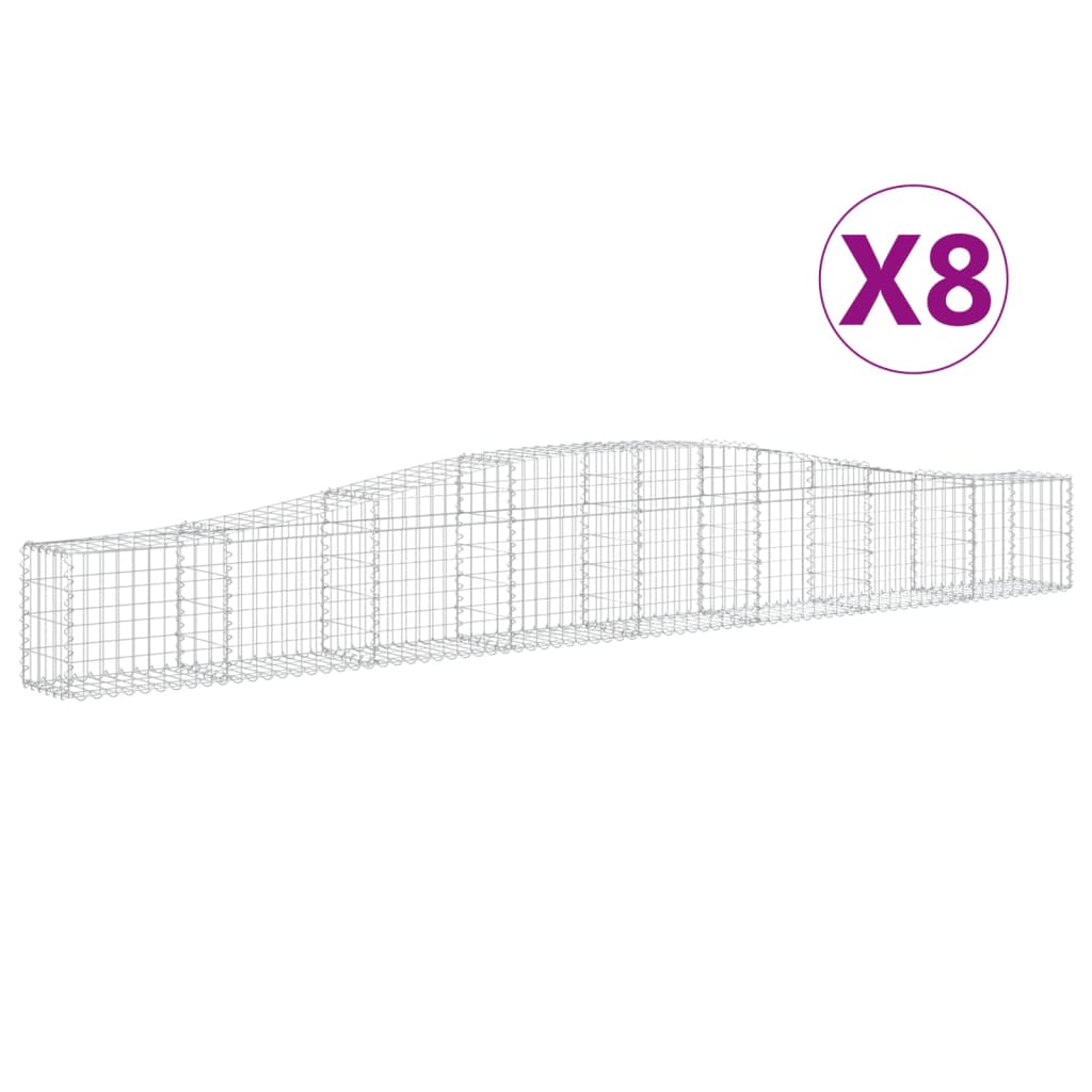 Arched Gabion Baskets 8 pcs 400x30x40/60 cm Galvanised Iron