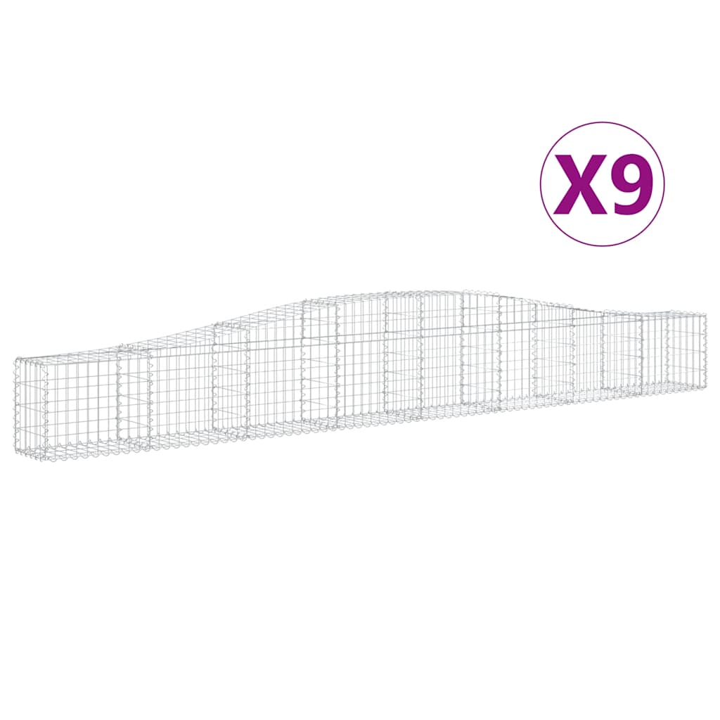 Arched Gabion Baskets 9 pcs 400x30x40/60 cm Galvanised Iron