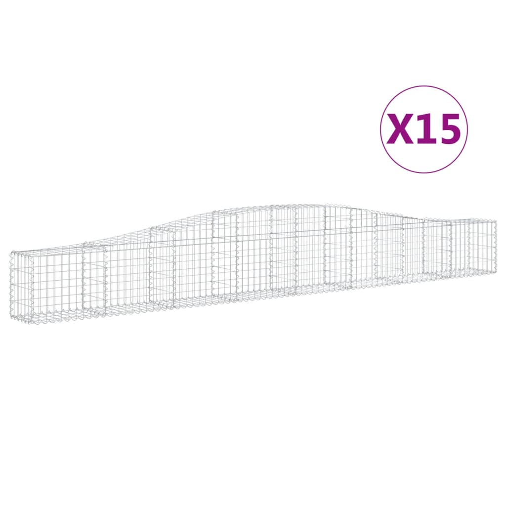Arched Gabion Baskets 15 pcs 400x30x40/60 cm Galvanised Iron