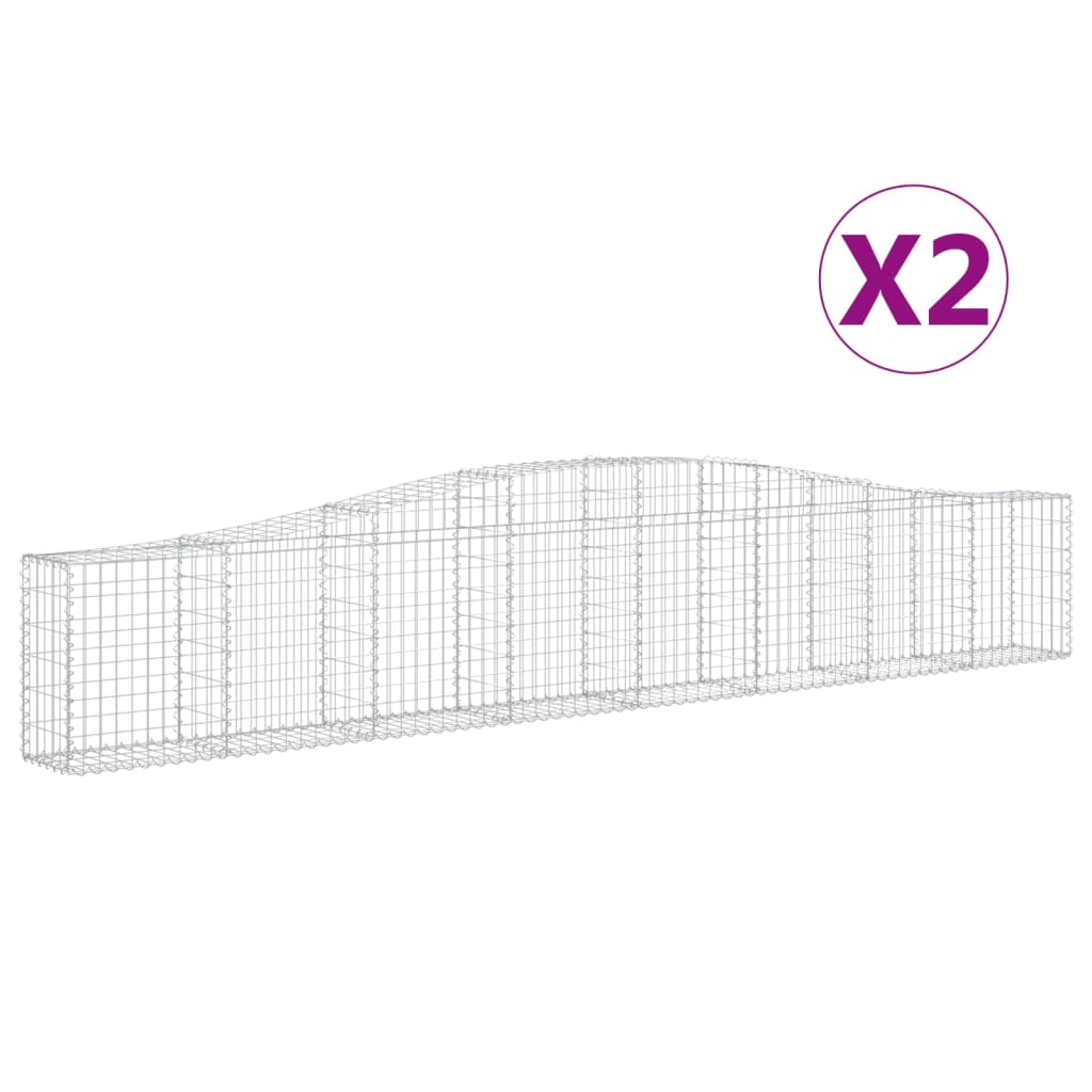 vidaXL Arched Gabion Baskets 2 pcs 400x30x60/80 cm Galvanised Iron