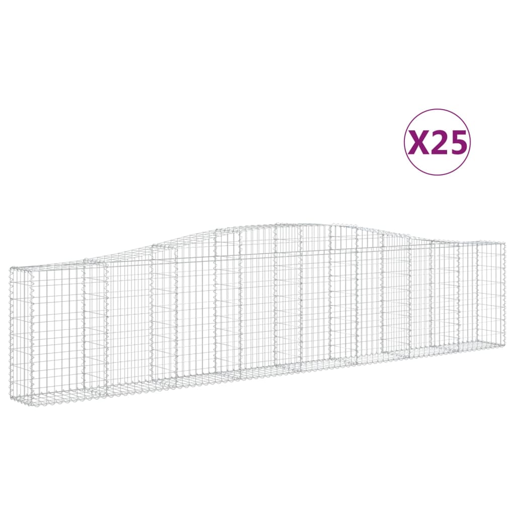 Arched Gabion Baskets 25 pcs 400x30x80/100 cm Galvanised Iron