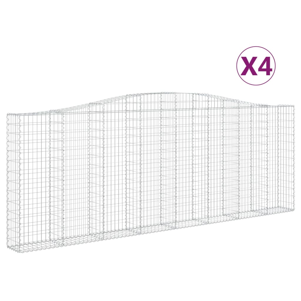 vidaXL Arched Gabion Baskets 4 pcs 400x30x140/160 cm Galvanised Iron