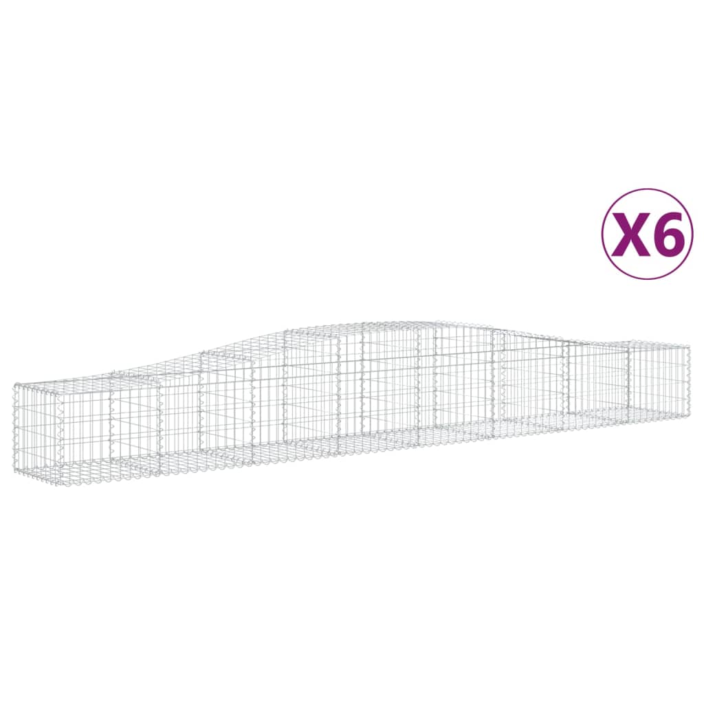 vidaXL Arched Gabion Baskets 6 pcs 400x50x40/60 cm Galvanised Iron