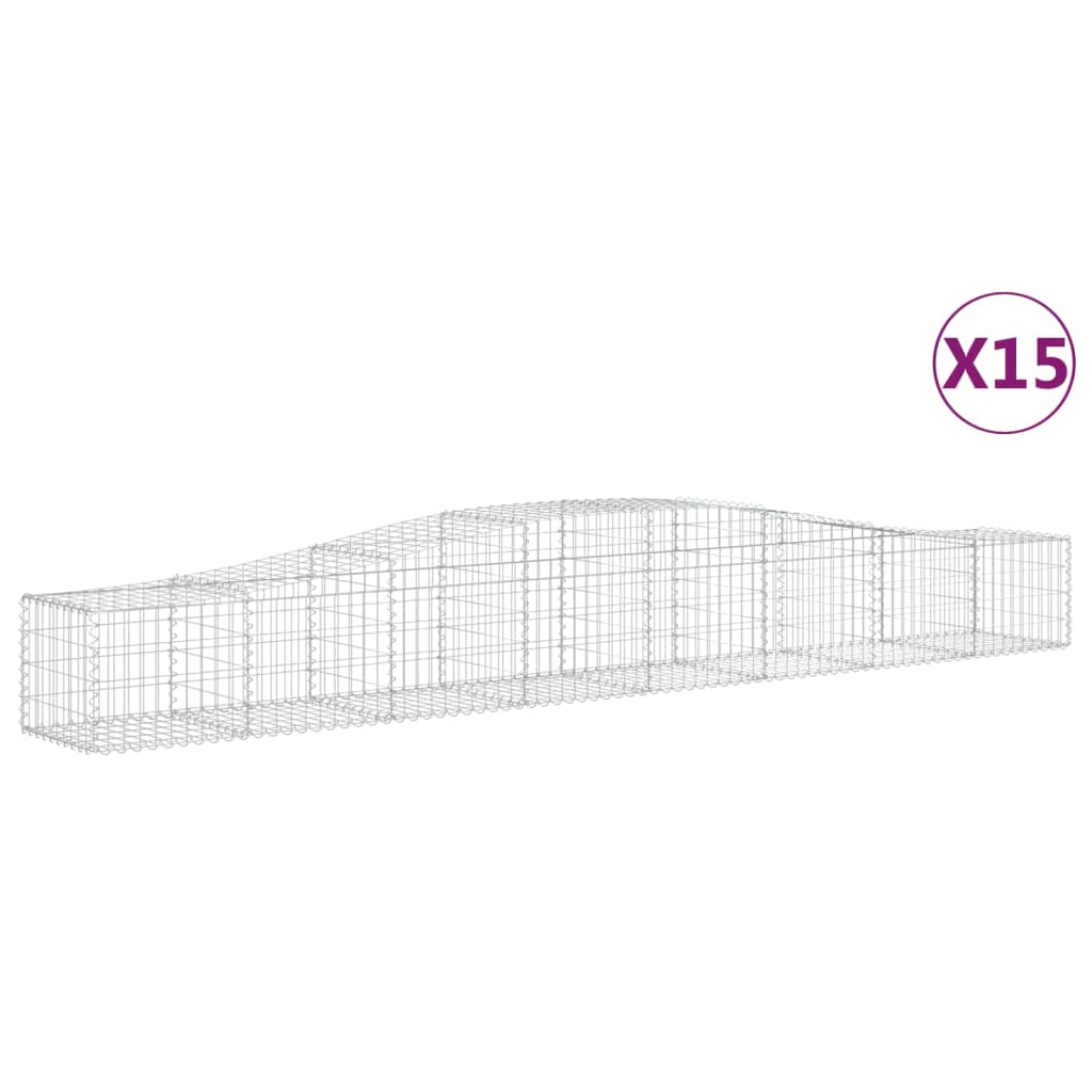 vidaXL Arched Gabion Baskets 15 pcs 400x50x40/60 cm Galvanised Iron