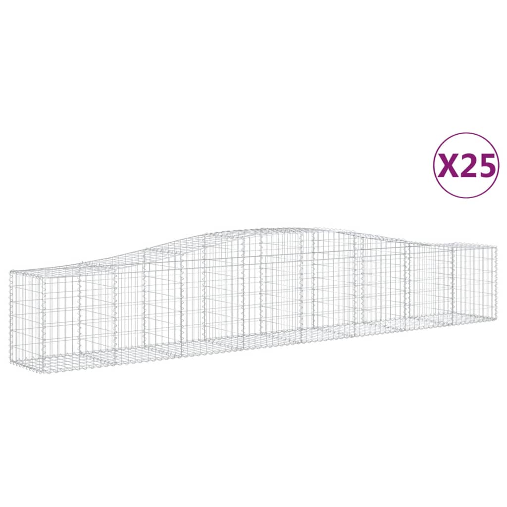 vidaXL Arched Gabion Baskets 25 pcs 400x50x60/80 cm Galvanised Iron