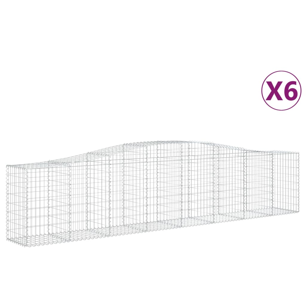 vidaXL Arched Gabion Baskets 6 pcs 400x50x80/100 cm Galvanised Iron