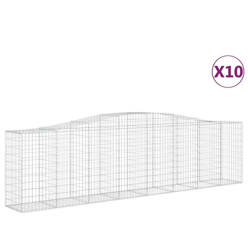 vidaXL Arched Gabion Baskets 10 pcs 400x50x100/120 cm Galvanised Iron