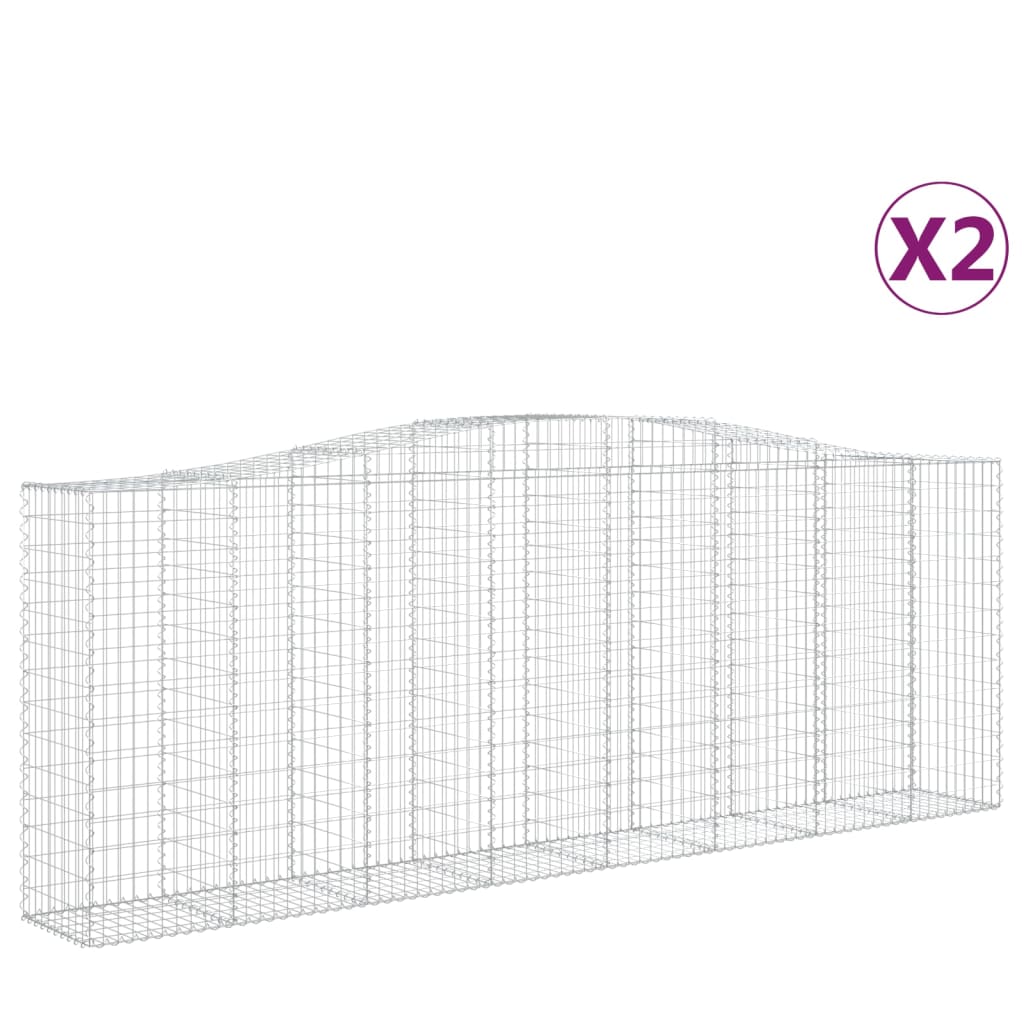 vidaXL Arched Gabion Baskets 2 pcs 400x50x140/160 cm Galvanised Iron