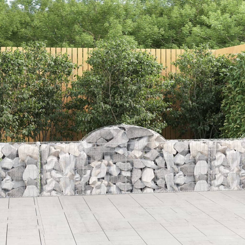 vidaXL Arched Gabion Baskets 11 pcs 200x30x60/80 cm Galvanised Iron