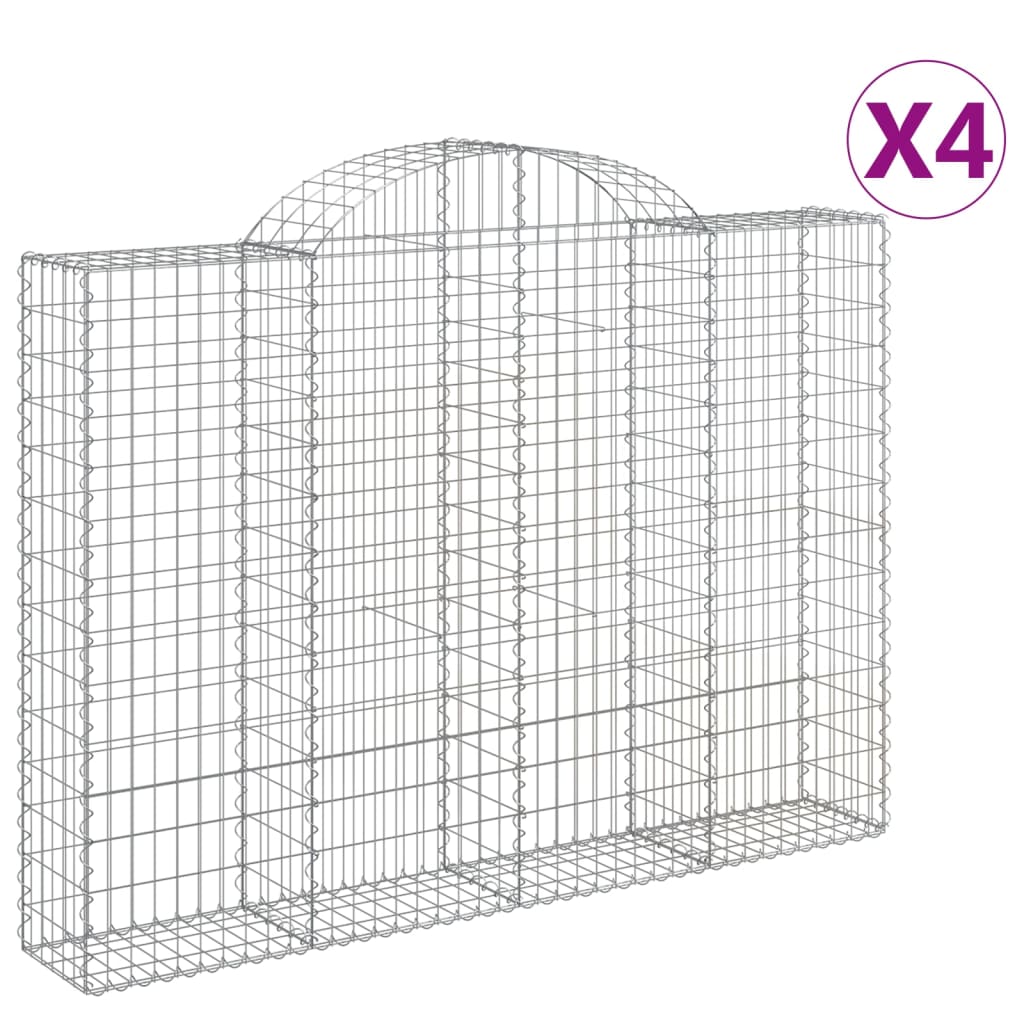 vidaXL Arched Gabion Baskets 4 pcs 200x30x140/160 cm Galvanised Iron