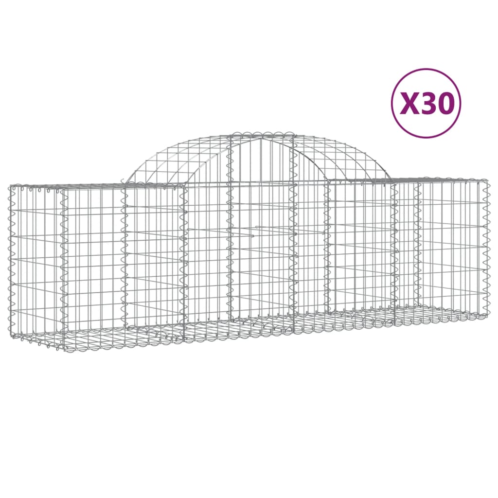 vidaXL Arched Gabion Baskets 30 pcs 200x50x60/80 cm Galvanised Iron