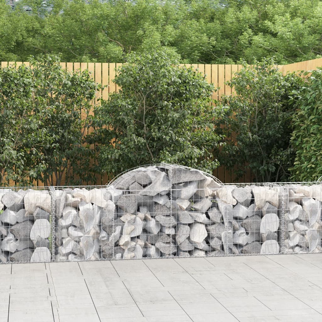 vidaXL Arched Gabion Baskets 30 pcs 200x50x60/80 cm Galvanised Iron