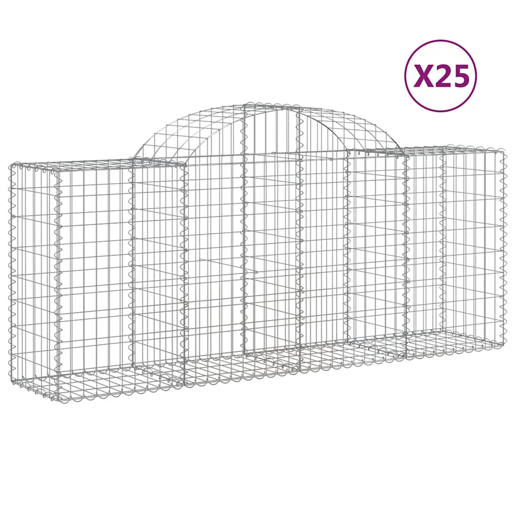 Arched Gabion Baskets 25 pcs 200x50x80/100 cm Galvanised Iron