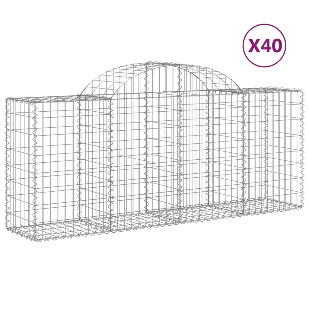Arched Gabion Baskets 40 pcs 200x50x80/100 cm Galvanised Iron