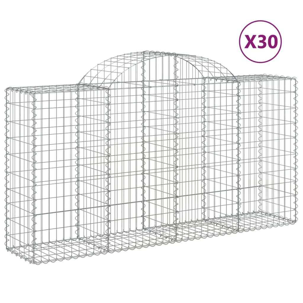 Arched Gabion Baskets 30 pcs 200x50x100/120 cm Galvanised Iron