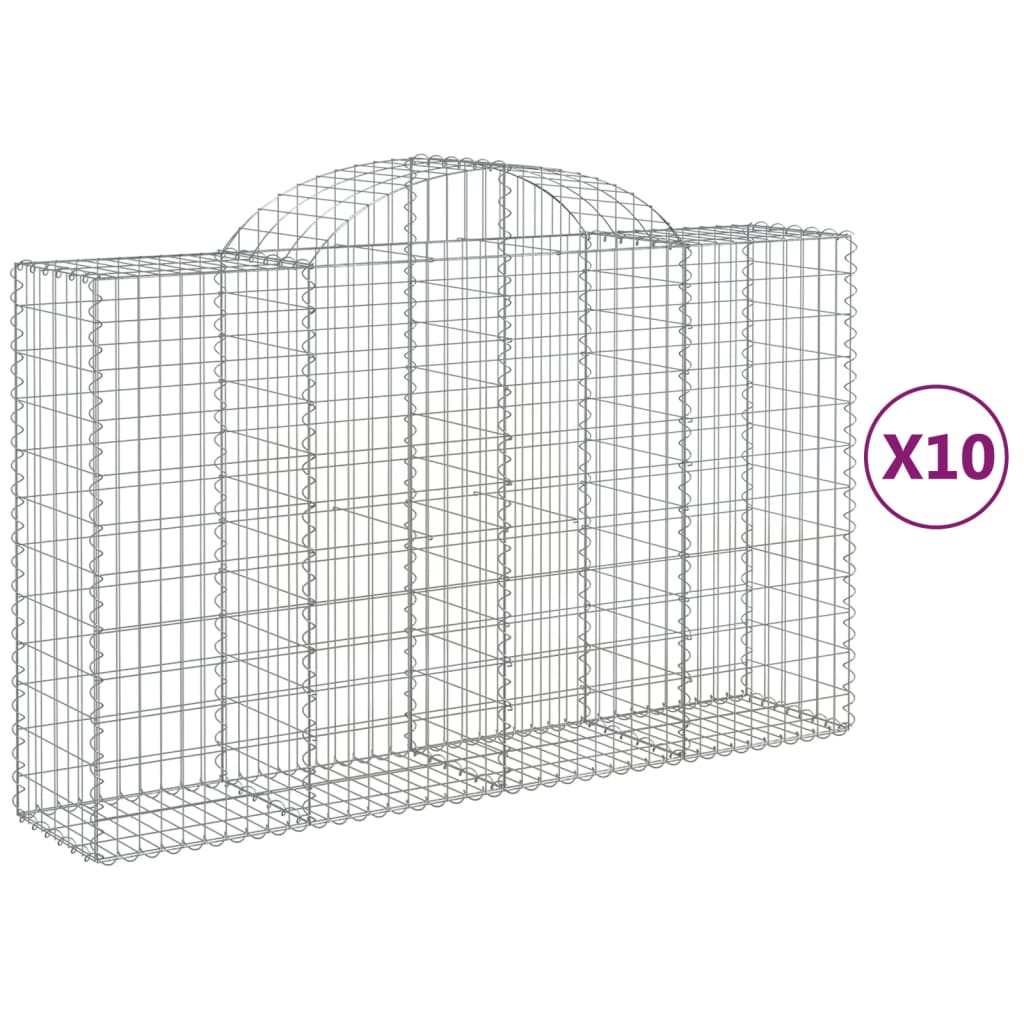 Arched Gabion Baskets 10 pcs 200x50x120/140 cm Galvanised Iron
