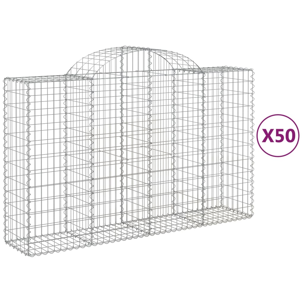 Arched Gabion Baskets 50 pcs 200x50x120/140 cm Galvanised Iron