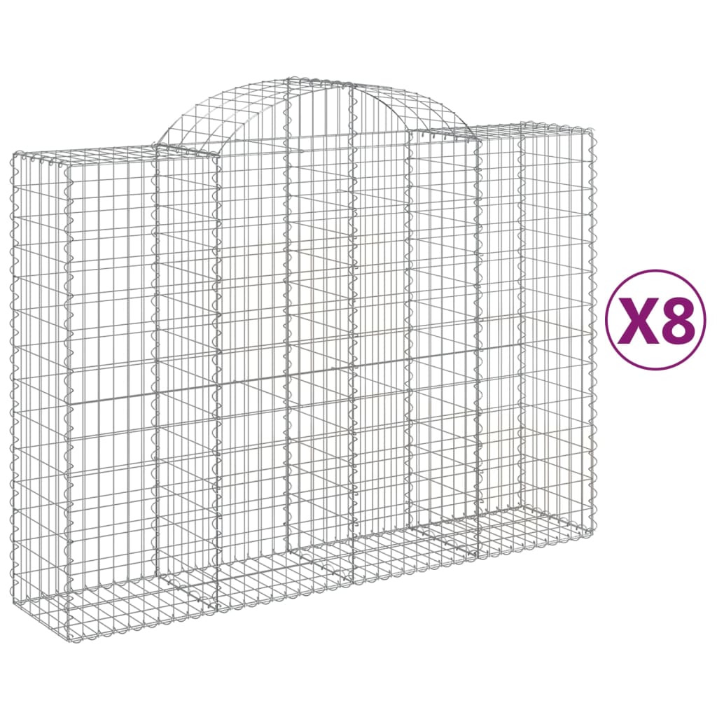 Arched Gabion Baskets 8 pcs 200x50x140/160 cm Galvanised Iron