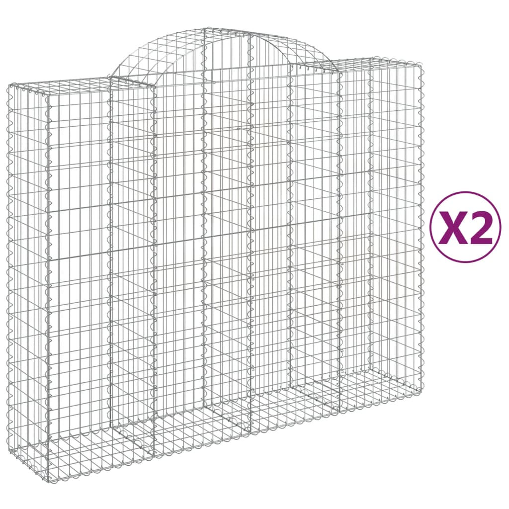 Arched Gabion Baskets 2 pcs 200x50x160/180 cm Galvanised Iron