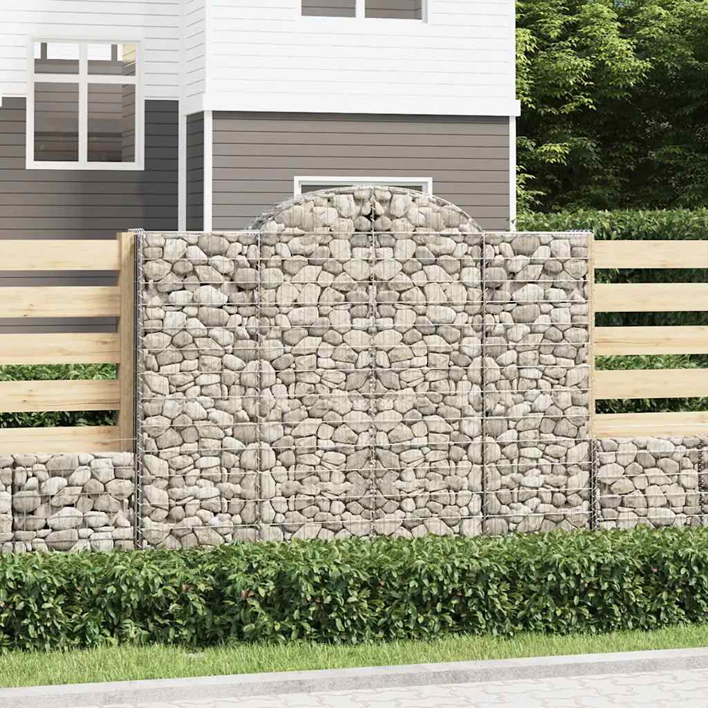 Arched Gabion Baskets 15 pcs 200x50x160/180 cm Galvanised Iron