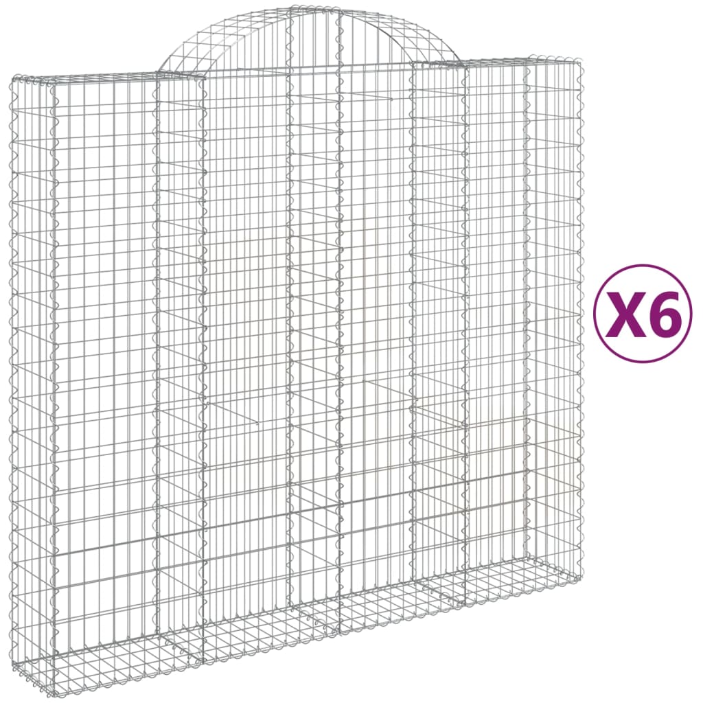 vidaXL Arched Gabion Baskets 6 pcs 200x50x180/200 cm Galvanised Iron