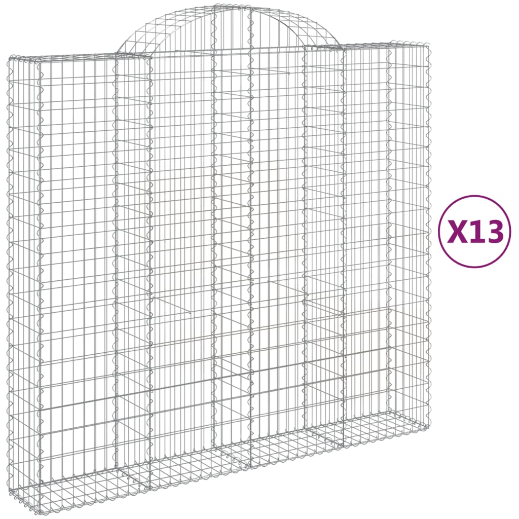 vidaXL Arched Gabion Baskets 13 pcs 200x50x180/200 cm Galvanised Iron