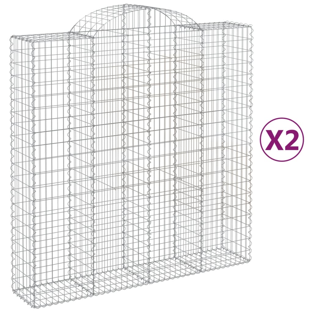 vidaXL Arched Gabion Baskets 2 pcs 200x50x200/220 cm Galvanised Iron