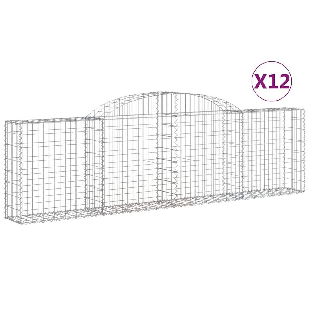 Arched Gabion Baskets 12 pcs 300x30x80/100 cm Galvanised Iron