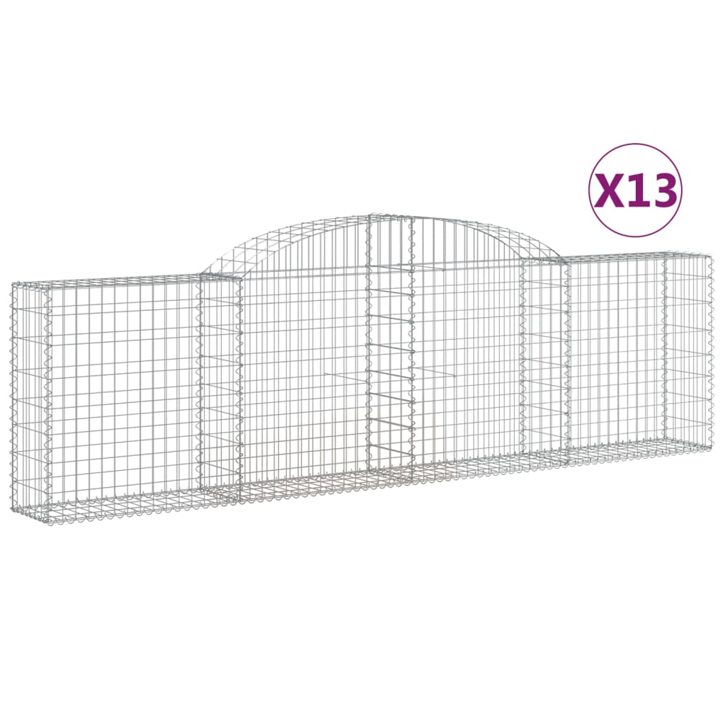 vidaXL Arched Gabion Baskets 13 pcs 300x30x80/100 cm Galvanised Iron