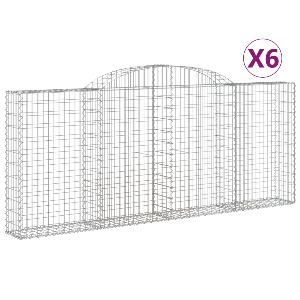 Arched Gabion Baskets 6 pcs 300x30x120/140 cm Galvanised Iron