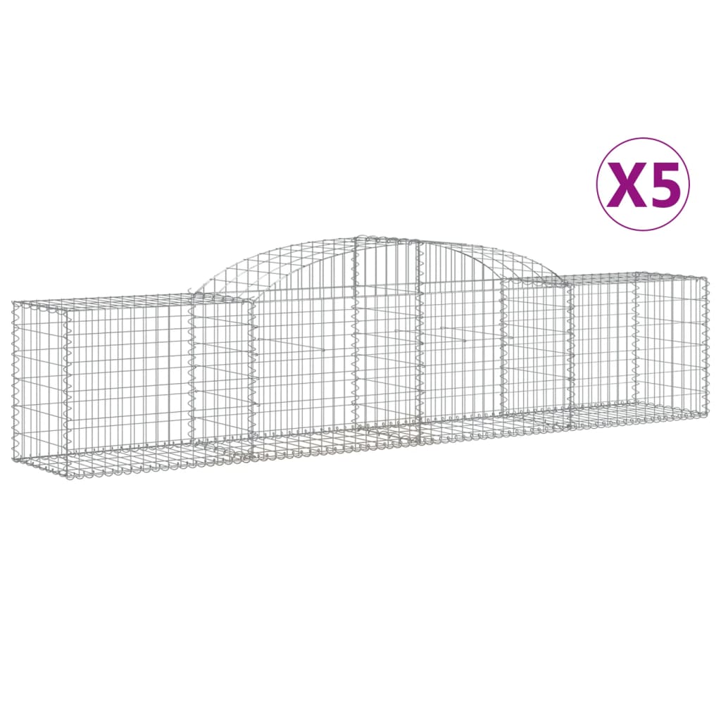 Arched Gabion Baskets 5 pcs 300x50x60/80 cm Galvanised Iron