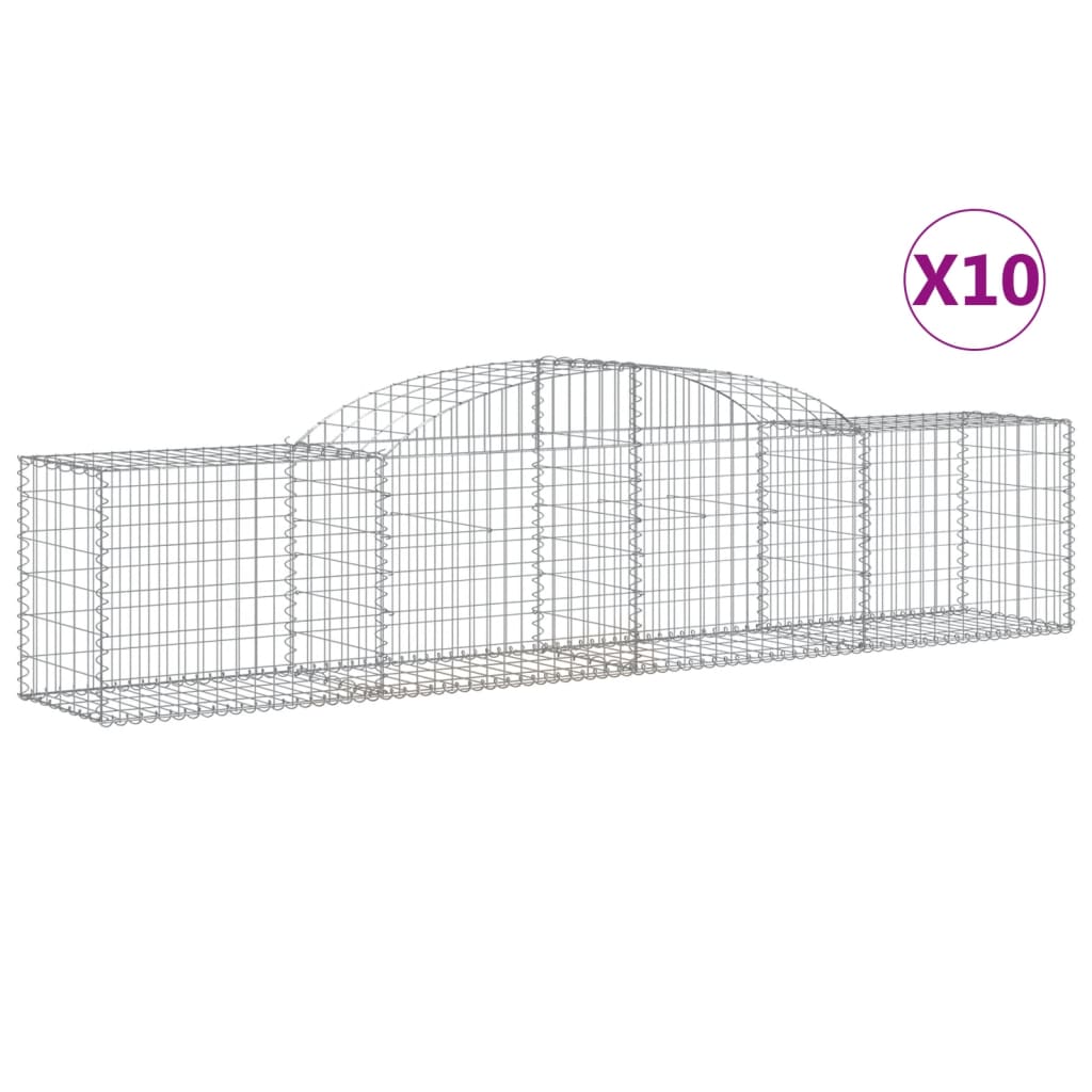 Arched Gabion Baskets 10 pcs 300x50x60/80 cm Galvanised Iron