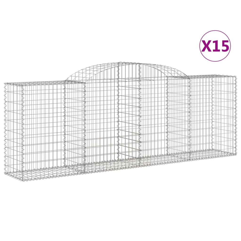 Arched Gabion Baskets 15 pcs 300x50x100/120 cm Galvanised Iron
