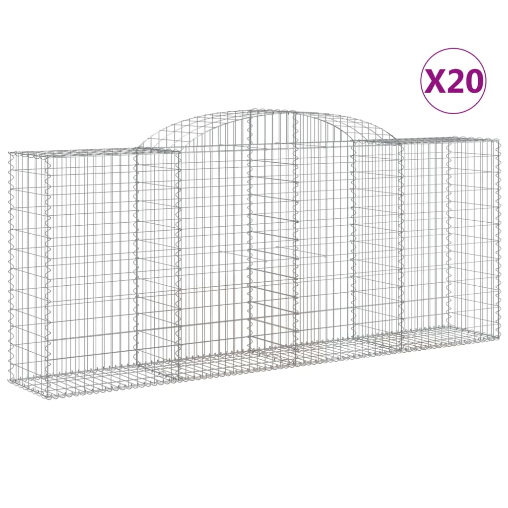 vidaXL Arched Gabion Baskets 20 pcs 300x50x120/140 cm Galvanised Iron