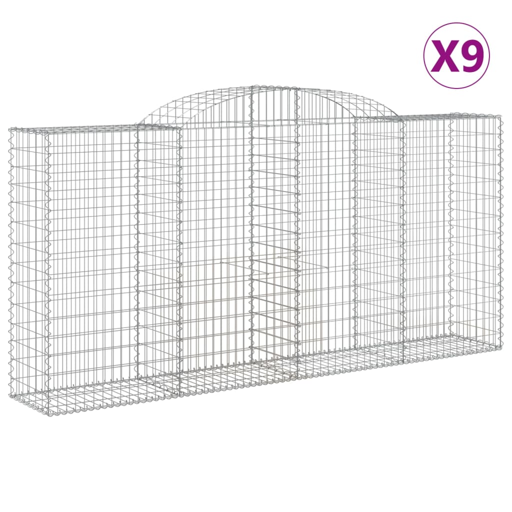 Arched Gabion Baskets 9 pcs 300x50x140/160 cm Galvanised Iron