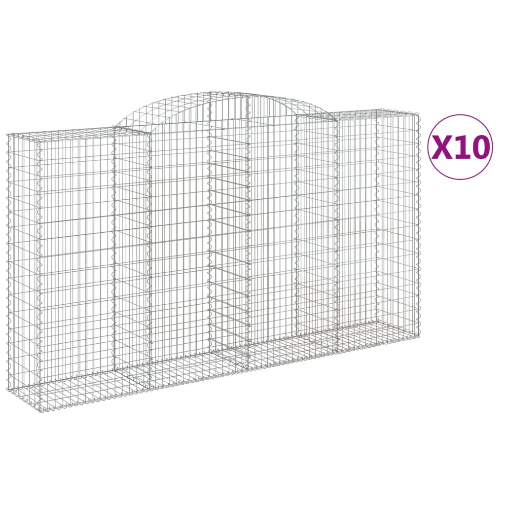 Arched Gabion Baskets 10 pcs 300x50x160/180 cm Galvanised Iron