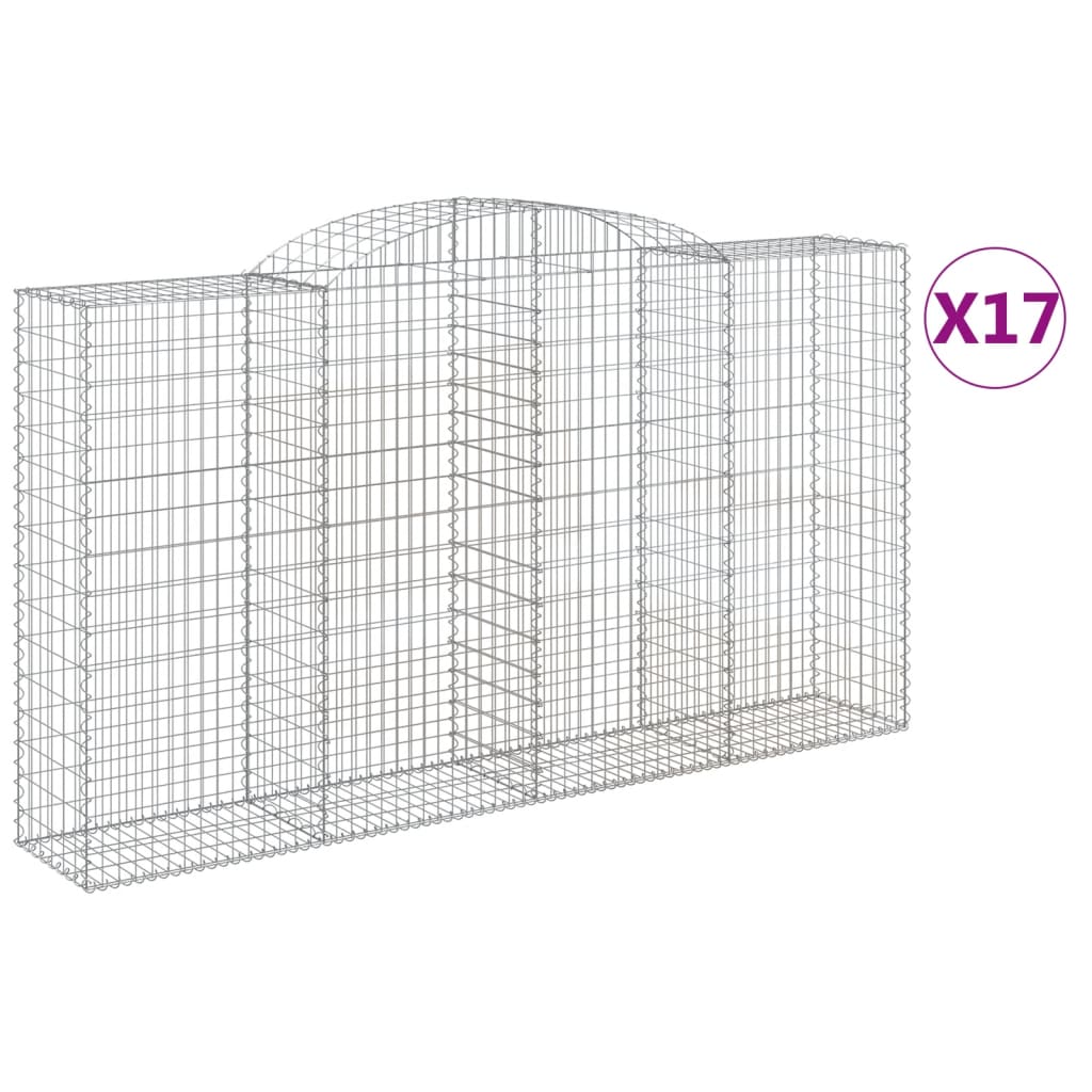 Arched Gabion Baskets 17 pcs 300x50x160/180 cm Galvanised Iron