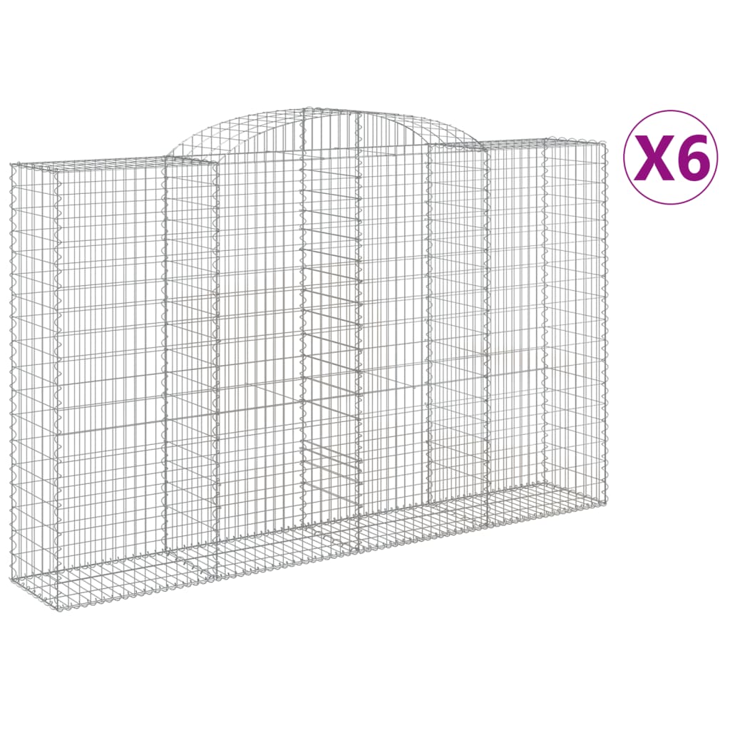 Arched Gabion Baskets 6 pcs 300x50x180/200 cm Galvanised Iron