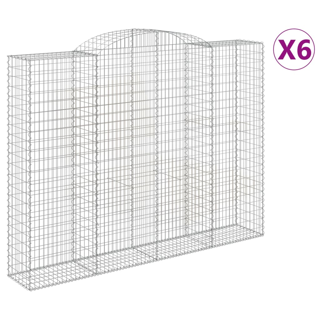 Arched Gabion Baskets 6 pcs 300x50x220/240 cm Galvanised Iron