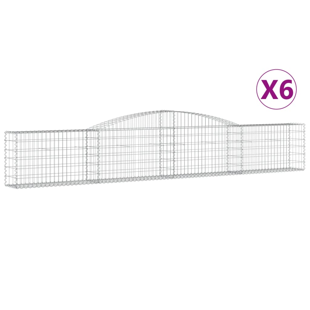 Arched Gabion Baskets 6 pcs 400x30x60/80 cm Galvanised Iron