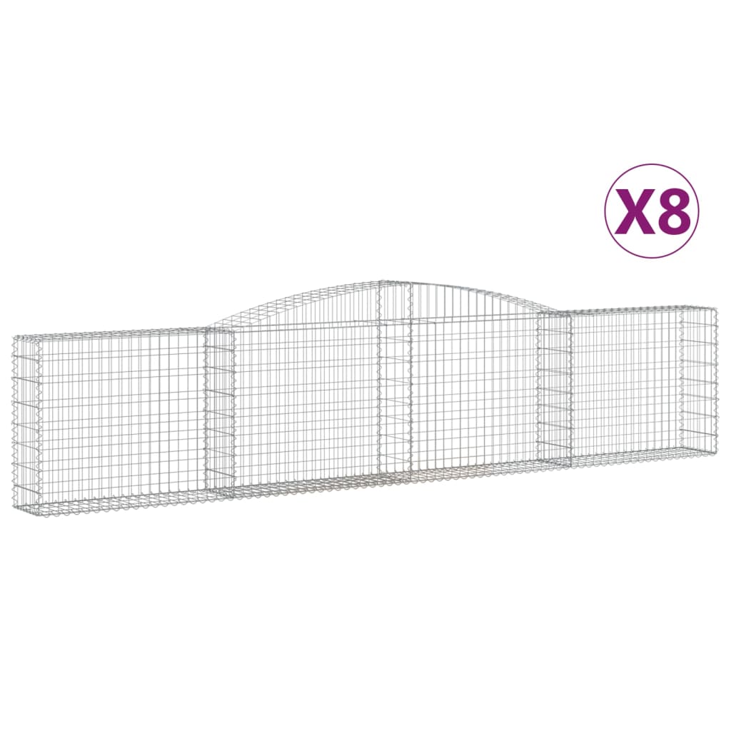 Arched Gabion Baskets 8 pcs 400x30x80/100 cm Galvanised Iron