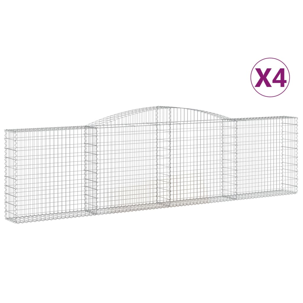 vidaXL Arched Gabion Baskets 4 pcs 400x30x100/120 cm Galvanised Iron