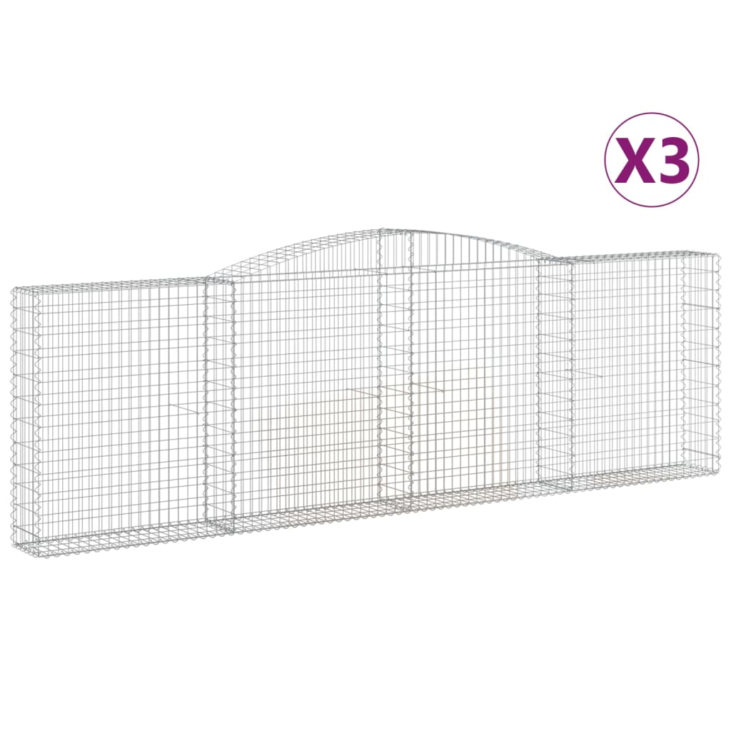 Arched Gabion Baskets 3 pcs 400x30x120/140 cm Galvanised Iron