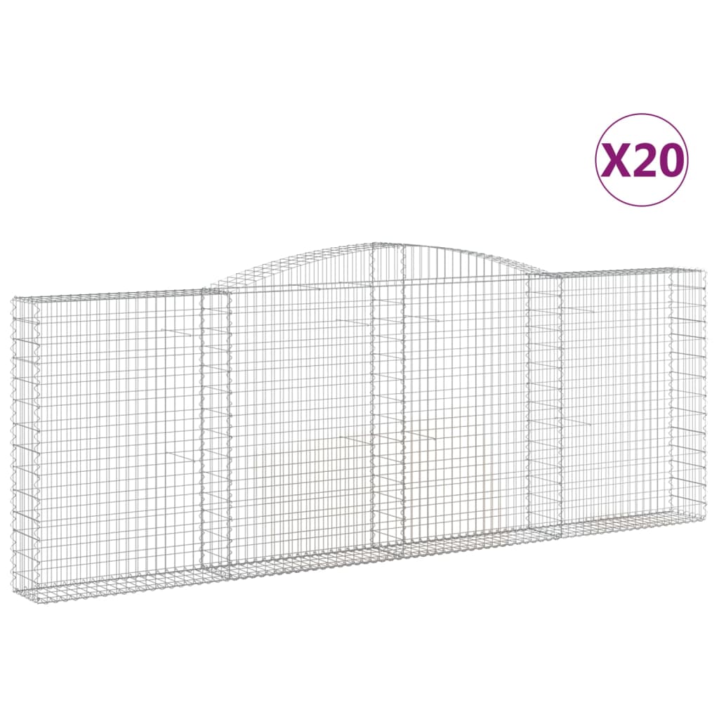 vidaXL Arched Gabion Baskets 20 pcs 400x30x140/160 cm Galvanised Iron