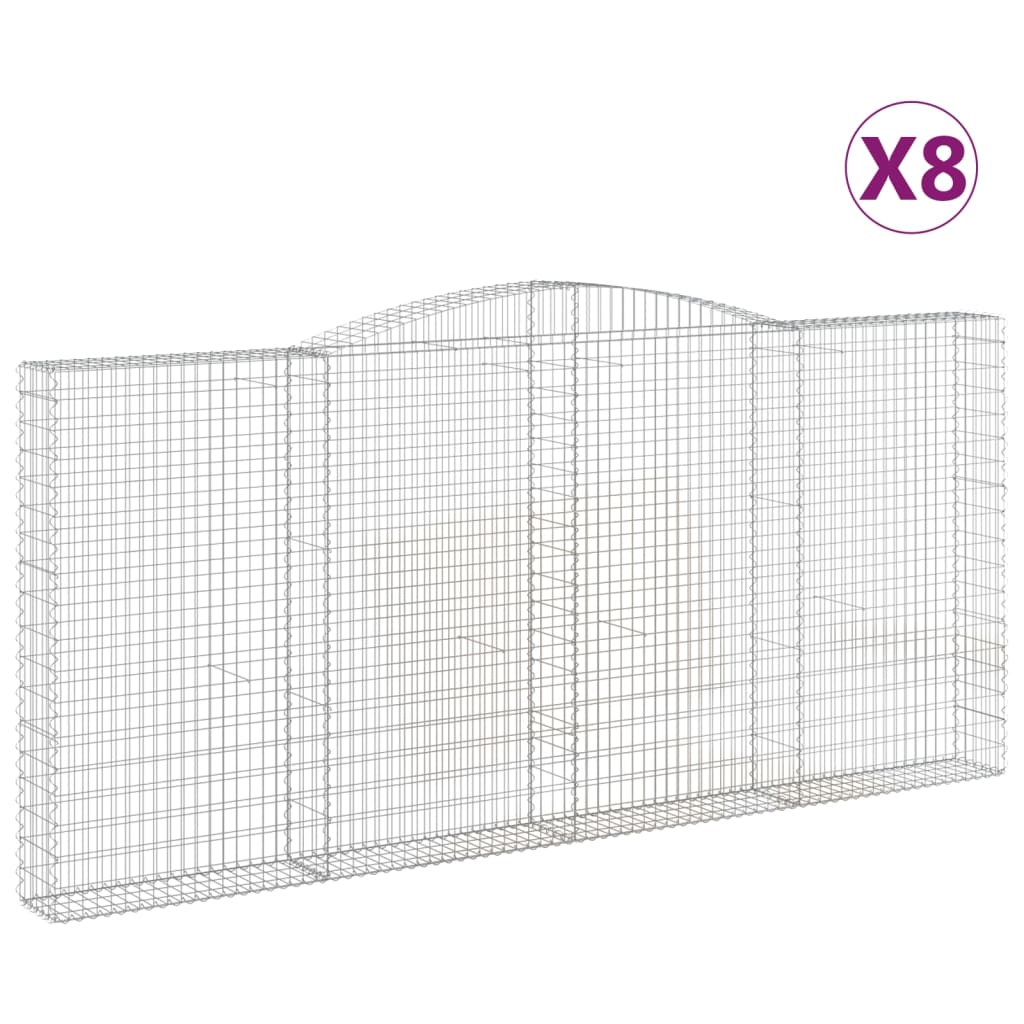 vidaXL Arched Gabion Baskets 8 pcs 400x30x180/200 cm Galvanised Iron